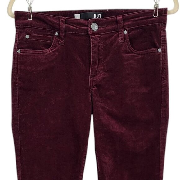 Kut From The Kloth Diana High Rise Fab Ab Skinny Corduroy Maroon Pants Womens 4 - Picture 2 of 8